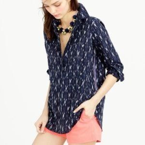 J. Crew Metallic Striped Ikat Popover Shirt